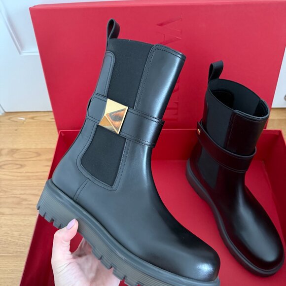 NWT Valentino Garavani Beatle 45 Ankle Boots One Stud Chunky Rubber Lug Sole - Picture 6 of 12